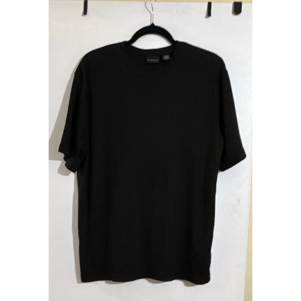 J. Ferrar Men’s L Black Classic Ribbed Knit Stretch Tee Short Sleeve